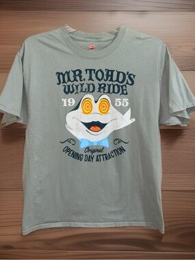 Disney Mr. Toad's Wild Ride Graphic Tee - Gray with Yellow & Blue Accents-XL-EC